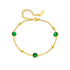 Wholesale Women's Retro Simple Allmatch Bracelet Titanium Steel Gold Beads Round Emerald Diamond Electroplated