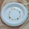 Wholesale Women's Retro Simple Allmatch Bracelet Titanium Steel Gold Beads Round Emerald Diamond Electroplated