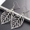 Wholesale Women's Retro Simple Alloy Leaf Pendant Earrings With Electroplating Treatment