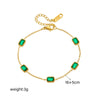 Wholesale Women's Retro Simple Elegant Versatile Titanium Steel Square Gemstone Chain Bracelet With Electroplating