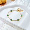 Wholesale Women's Retro Simple Elegant Versatile Titanium Steel Square Gemstone Chain Bracelet With Electroplating