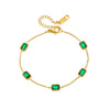 Wholesale Women's Retro Simple Elegant Versatile Titanium Steel Square Gemstone Chain Bracelet With Electroplating