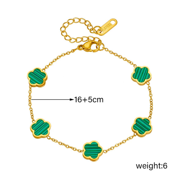 Wholesale Women's Retro Simple Flower Stainless Steel Electroplated Bracelet Accessories Connecting Chain