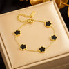 Wholesale Women's Retro Simple Flower Stainless Steel Electroplated Bracelet Accessories Connecting Chain