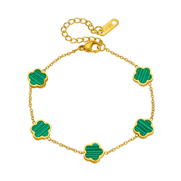 Wholesale Women's Retro Simple Flower Stainless Steel Electroplated Bracelet Accessories Connecting Chain