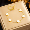 Wholesale Women's Retro Simple Flower Stainless Steel Electroplated Bracelet Accessories Connecting Chain
