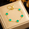 Wholesale Women's Retro Simple Flower Stainless Steel Electroplated Bracelet Accessories Connecting Chain