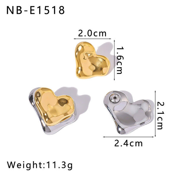 Wholesale Women's Retro Simple Irregular Stainless Steel Earrings With Geometric Heart And Flower Patterns Vacuum Plated In Furnace With 18K Gold