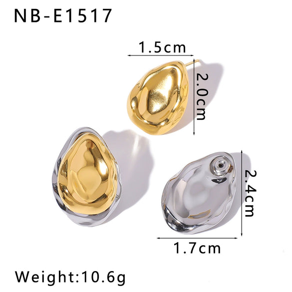 Wholesale Women's Retro Simple Irregular Stainless Steel Earrings With Geometric Heart And Flower Patterns Vacuum Plated In Furnace With 18K Gold