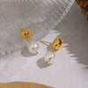Wholesale Women's Retro Simple Pearl Geometric Earrings With Light Luxury And Minimalist Style Stainless Steel Ear Needles Pvd Furnace Vacuum Real Gold Plated