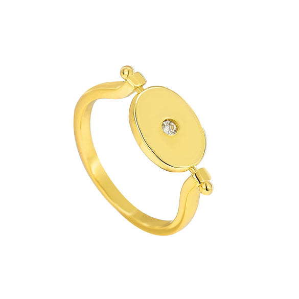 Wholesale Women's Retro Simple Rotating Star Copper Ring With Geometric Pattern And Electroplating Treatment