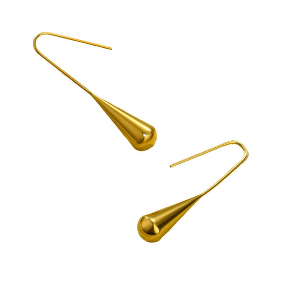 Wholesale Women's Retro Simple Stainless Steel 18K Gold Electroplated Irregular Drop Shape Earrings