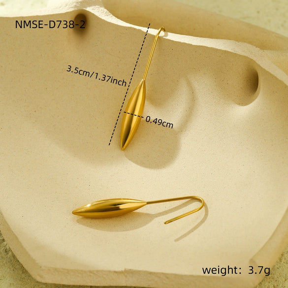 Wholesale Women's Retro Simple Stainless Steel 18K Gold Electroplated Irregular Drop Shape Earrings