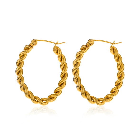 Wholesale Women's Retro Stainless Steel Geometric Oval Electroplated Earrings