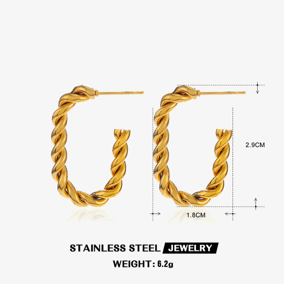 Wholesale Women's Retro Stainless Steel Geometric Oval Electroplated Earrings