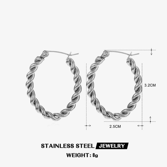 Wholesale Women's Retro Stainless Steel Geometric Oval Electroplated Earrings