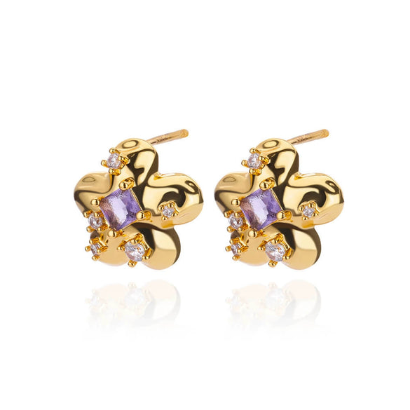 Wholesale Women's Retro Stainless Steel Imitation Pearl Heart Flower Bow Geometric Earrings With Electroplating