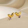 Wholesale Women's Retro Stainless Steel Imitation Pearl Heart Flower Bow Geometric Earrings With Electroplating