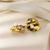 Wholesale Women's Retro Stainless Steel Imitation Pearl Heart Flower Bow Geometric Earrings With Electroplating