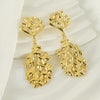 Wholesale Women's Retro 316L Stainless Steel Irregular Lava Leaf Earrings With 18K Gold Plated Electroplating Design