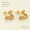 Wholesale Women's Retro 316L Stainless Steel 18K Gold Plated Geometric Woven Pearl Irregular Earrings