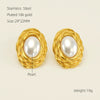 Wholesale Women's Retro 316L Stainless Steel 18K Gold Plated Geometric Woven Pearl Irregular Earrings