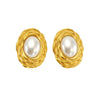 Wholesale Women's Retro 316L Stainless Steel 18K Gold Plated Geometric Woven Pearl Irregular Earrings