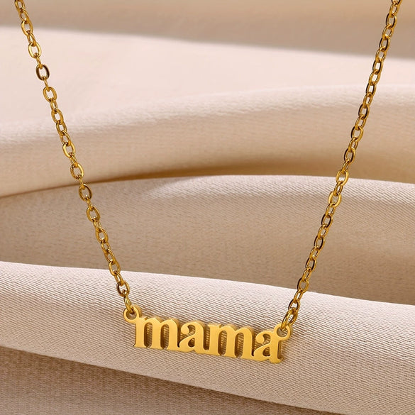 Wholesale Women's Retro Stainless Steel Love Necklace With Heart Shape Letters Pendant And Cross Chain Electroplated