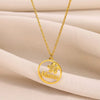 Wholesale Women's Retro Stainless Steel Love Necklace With Heart Shape Letters Pendant And Cross Chain Electroplated