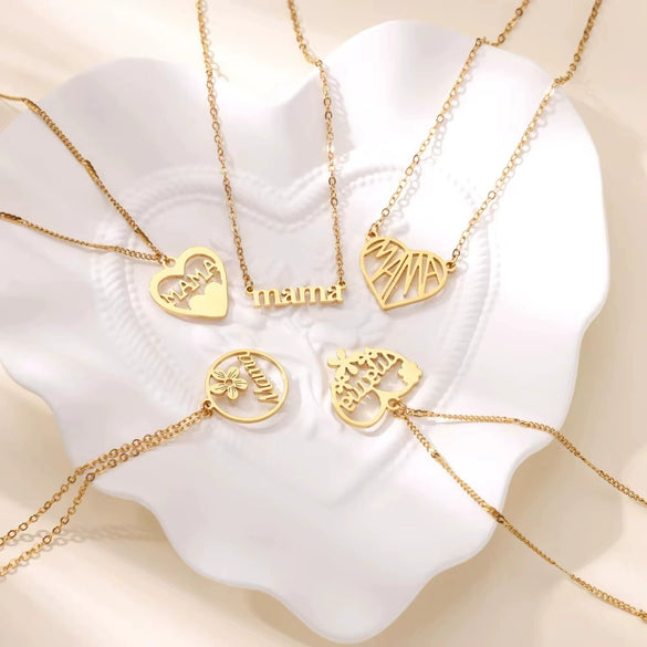 Wholesale Women's Retro Stainless Steel Love Necklace With Heart Shape Letters Pendant And Cross Chain Electroplated