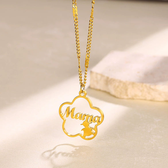 Wholesale Women's Retro Stainless Steel Love Necklace With Heart Shape Letters Pendant And Cross Chain Electroplated