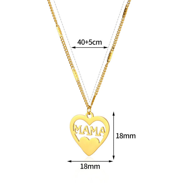 Wholesale Women's Retro Stainless Steel Love Necklace With Heart Shape Letters Pendant And Cross Chain Electroplated