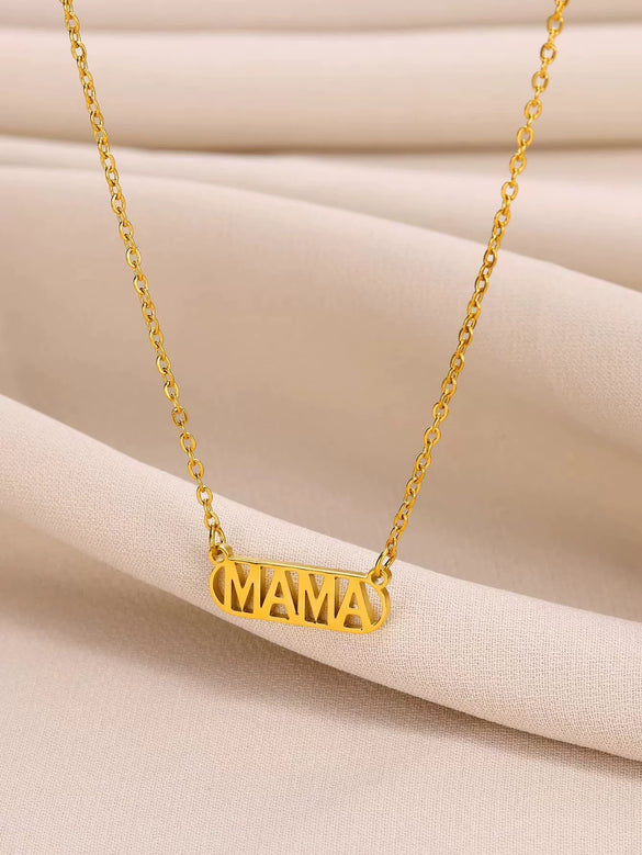 Wholesale Women's Retro Stainless Steel Love Necklace With Heart Shape Letters Pendant And Cross Chain Electroplated