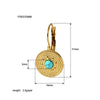 Wholesale Women's Retro Stainless Steel Necklace With Turquoise Inlay Embossed Round Pendant And O Chain Vacuum Real Gold Electroplated In Pvd Furnace