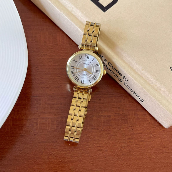 Wholesale Women's Retro Style Alloy Case Stainless Steel Buckle Round Dial Watch