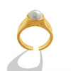 Wholesale Women's Retro Style Geometric Imitation Pearl Ring 316L Stainless Steel 18K Gold Plated