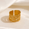 Wholesale Women's Retro Style Geometric Stainless Steel Ring 18K Gold Plated