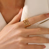 Wholesale Women's Retro Style Geometric Stainless Steel Ring 18K Gold Plated