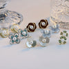 Wholesale Women's Retro Style Natural Freshwater Pearl S925 Silver Flower Zircon Nearly Round Earrings