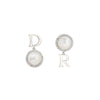 Wholesale Women's Retro Style Natural Freshwater Pearl S925 Silver Flower Zircon Nearly Round Earrings
