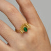 Wholesale Women's Retro Style Open Stainless Steel Natural Stone Ring With Geometric Design And Electroplating