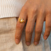 Wholesale Women's Retro Style Open Stainless Steel Natural Stone Ring With Geometric Design And Electroplating