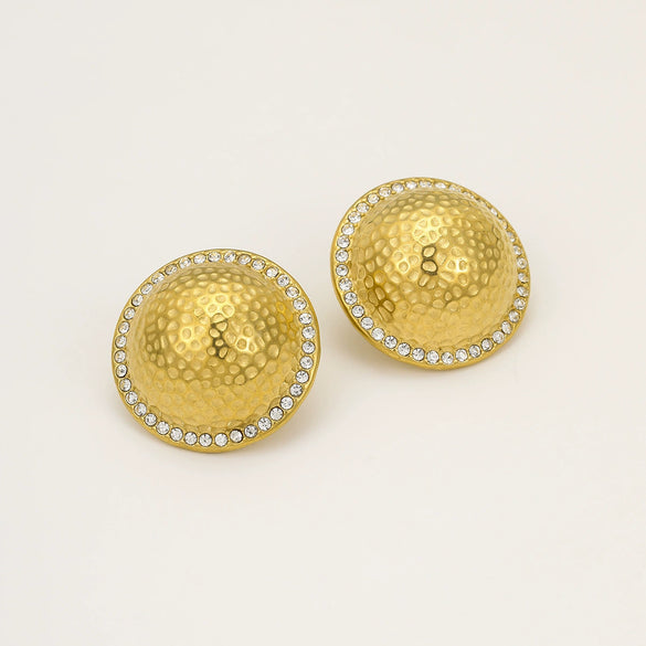 Wholesale Women's Retro Style Stainless Steel 18K Flying Saucer Geometric Pattern Electroplated Ear Jewelry