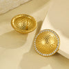 Wholesale Women's Retro Style Stainless Steel 18K Flying Saucer Geometric Pattern Electroplated Ear Jewelry