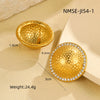 Wholesale Women's Retro Style Stainless Steel 18K Flying Saucer Geometric Pattern Electroplated Ear Jewelry