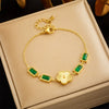 Wholesale Women's Retro Style Stainless Steel Plum Blossom Goldplated Jewelry Bracelet