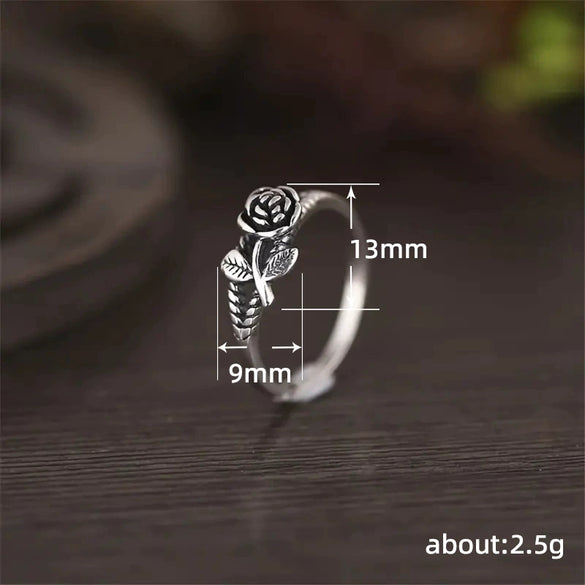 Wholesale Women's Retro Style Zinc Alloy Ring With Three Dimensional Rose And Leaf Pattern