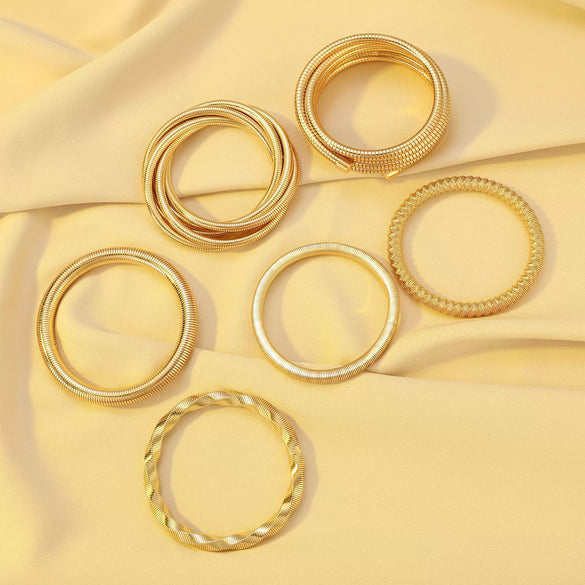 Wholesale Women's Retro Temperament Exaggerated Multi Layer Elastic Geometric Ferroalloy Electroplated Bracelet