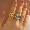 Wholesale Women's Retro Temperament Geometric Stainless Steel Open Ring With Ot Buckle And Electroplating