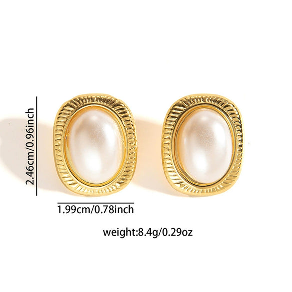 Wholesale Women's Retro Temperament Titanium Steel Pearl Geometric Earrings With Electroplating